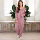 Women's Satin 2-Piece Pajama Set with Button-Up Long Sleeve Top and Relaxed Fit Pants