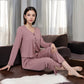 Women's Satin 2-Piece Pajama Set with Button-Up Long Sleeve Top and Relaxed Fit Pants