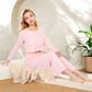 Ribbed Button-Down Long Sleeve Top and Wide-Leg Pants Lounge Set