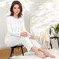 Ribbed Button-Down Long Sleeve Top and Wide-Leg Pants Lounge Set