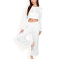 Ribbed Button-Down Long Sleeve Top and Wide-Leg Pants Lounge Set