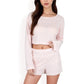Long Sleeve Crop Top and Elastic Waist Lounge Shorts Set