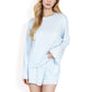 Long Sleeve Lounge Top and Elastic Waist Shorts Set