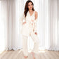 Women's 3-Piece Lounge Set with Tie-Front Cardigan and Ribbed Pants