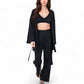 Women's 3-Piece Lounge Set with Tie-Front Cardigan and Ribbed Pants