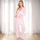 Women's 3-Piece Lounge Set with Tie-Front Cardigan and Ribbed Pants