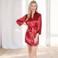 Short Satin Robe with Waist Tie and Three-Quarter Sleeves