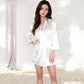 Short Satin Robe with Waist Tie and Three-Quarter Sleeves