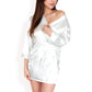Short Satin Robe with Waist Tie and Three-Quarter Sleeves