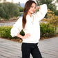 Women's Waffle Knit Pullover with Button-Down Collar and Balloon Sleeves