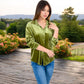 Women's Velvet Long Sleeve Button-Up Shirt with Chest Pocket and Collared Neck