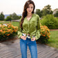 Women's Velvet Long Sleeve Button-Up Shirt with Chest Pocket and Collared Neck