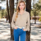 Women's Ribbed Knit Collared Pullover with Henley Buttons and Front Pocket