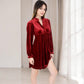 Women's Velvet Dress with V-Neck and Long Sleeves