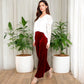 Women's High Waist Wide Leg Velvet Pants with Soft Textured Finish