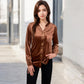 Velvet Button-Down Shirt with Chest Pocket