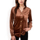 Velvet Button-Down Shirt with Chest Pocket
