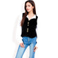 Velvet Peplum Vest with Button Detai