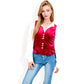 Velvet Peplum Vest with Button Detai
