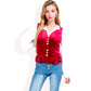 Velvet Peplum Vest with Button Detai