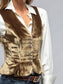 Velvet Peplum Vest with Button Detai