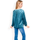 Velvet Blouse with V-Neck and Button Detail