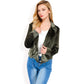 Velvet Blazer with Single Button Closure