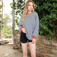 Women's Striped Long Sleeve Oversized Pullover Top with Ribbed Crew Neck