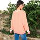 Women's Striped Long Sleeve Oversized Pullover Top with Ribbed Crew Neck