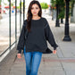 Women's Oversized Long Sleeve Pullover Sweatshirt with Drop Shoulders and Side Slits