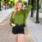 Women's Oversized Long Sleeve Pullover Sweatshirt with Drop Shoulders and Side Slits