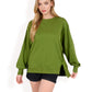 Women's Oversized Long Sleeve Pullover Sweatshirt with Drop Shoulders and Side Slits