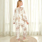 Two-Piece Printed Lounge Set with Button-Up Top and Elastic Waist Pants