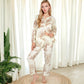 Two-Piece Printed Lounge Set with Button-Up Top and Elastic Waist Pants