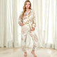 Two-Piece Printed Lounge Set with Button-Up Top and Elastic Waist Pants