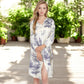 Printed Button-Up Long Sleeve Shirt Dress with Relaxed Fit