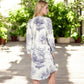 Printed Button-Up Long Sleeve Shirt Dress with Relaxed Fit
