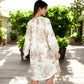 Printed Button-Up Long Sleeve Shirt Dress with Relaxed Fit
