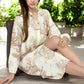 Printed Button-Up Long Sleeve Shirt Dress with Relaxed Fit
