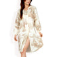 Printed Button-Up Long Sleeve Shirt Dress with Relaxed Fit