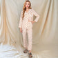 Floral Print Button-Up Long Sleeve Pajama Set with Ruffle Details