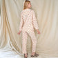 Floral Print Button-Up Long Sleeve Pajama Set with Ruffle Details