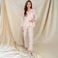 Floral Print Button-Up Long Sleeve Pajama Set with Ruffle Details