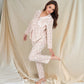 Floral Print Button-Up Long Sleeve Pajama Set with Ruffle Details
