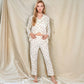 Floral Print Button-Up Long Sleeve Pajama Set with Ruffle Details
