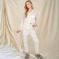 Floral Print Button-Up Long Sleeve Pajama Set with Ruffle Details