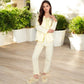 Lightweight Gauze Pajama Set with Lace Trim and Button-Up Design