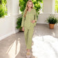 Lightweight Gauze Pajama Set with Lace Trim and Button-Up Design