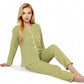 Lightweight Gauze Pajama Set with Lace Trim and Button-Up Design