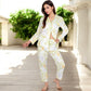 Printed Gauze Pajama Set with Button-Up Shirt and Relaxed Fit Pants